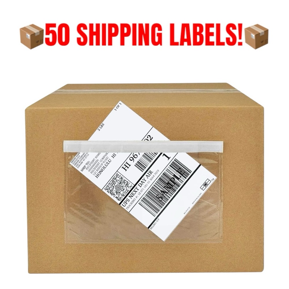 50 Clear Adhesive Packing Slips! Use w/boxes, polymailers & more! 7.5”x5.5”